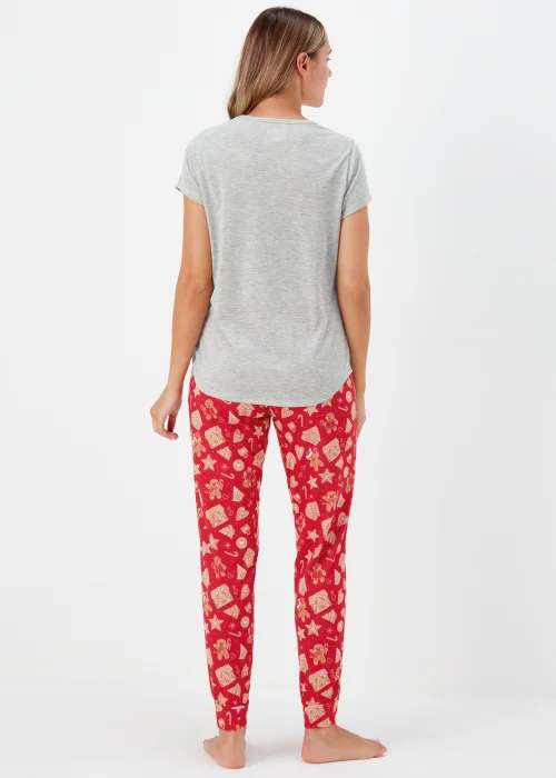 Grey & Red Gingerbread Christmas Pyjama Set - Extra small Image 2