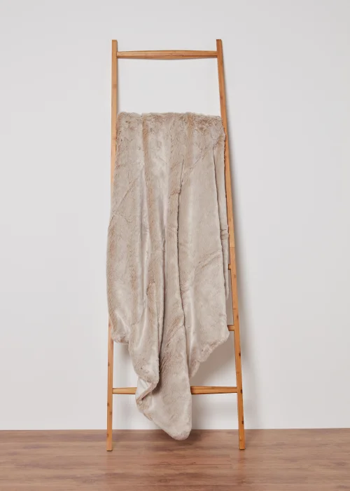 Beige Luxury Faux Fur Throw Image 1