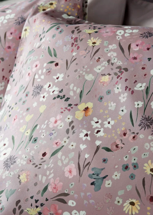 Purple Watercolour Floral Duvet Set - Single Image 2