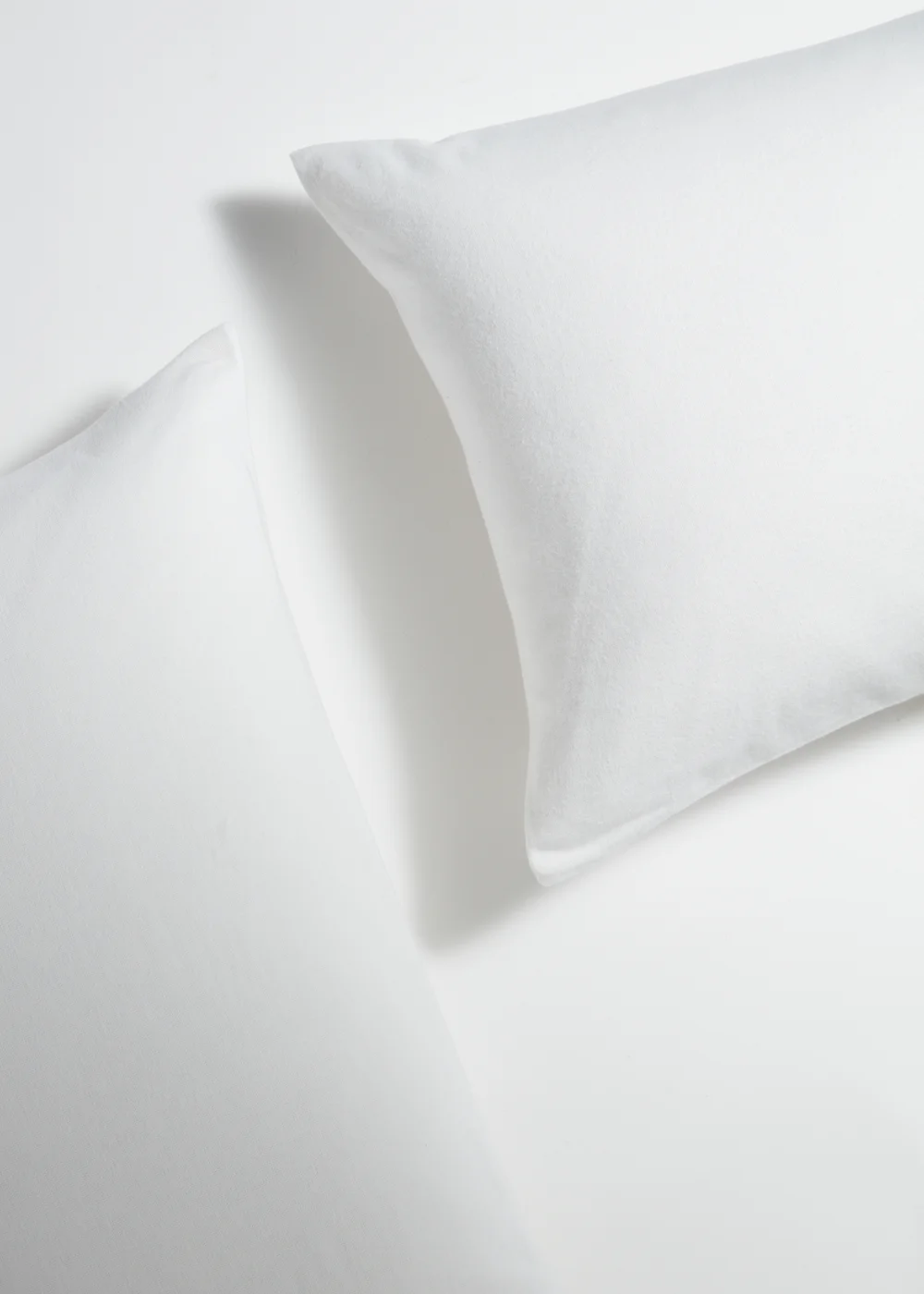 White Brushed Cotton Pillowcase Pair - One Size Image 2