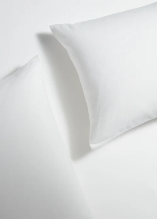 White Brushed Cotton Pillowcase Pair - One Size Image 2