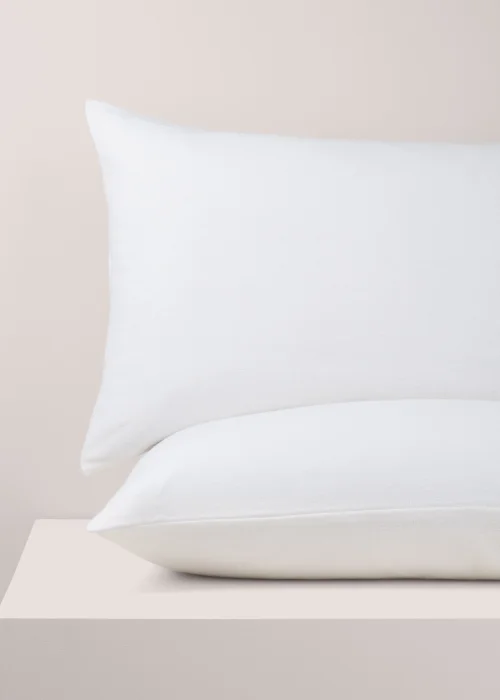 White Brushed Cotton Pillowcase Pair - One Size Image 1