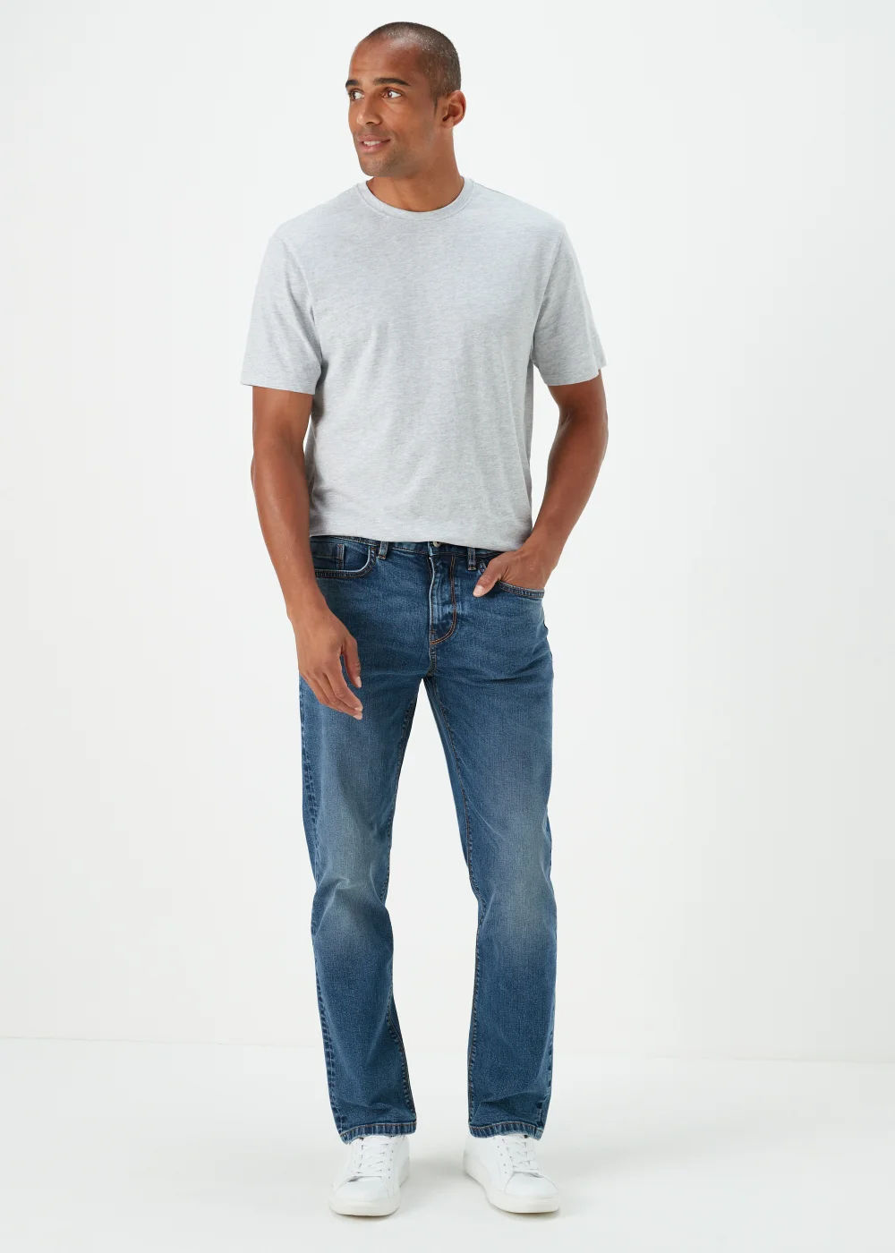 Mid Wash Straight Fit Jeans - 30 Waist Regular Image 1