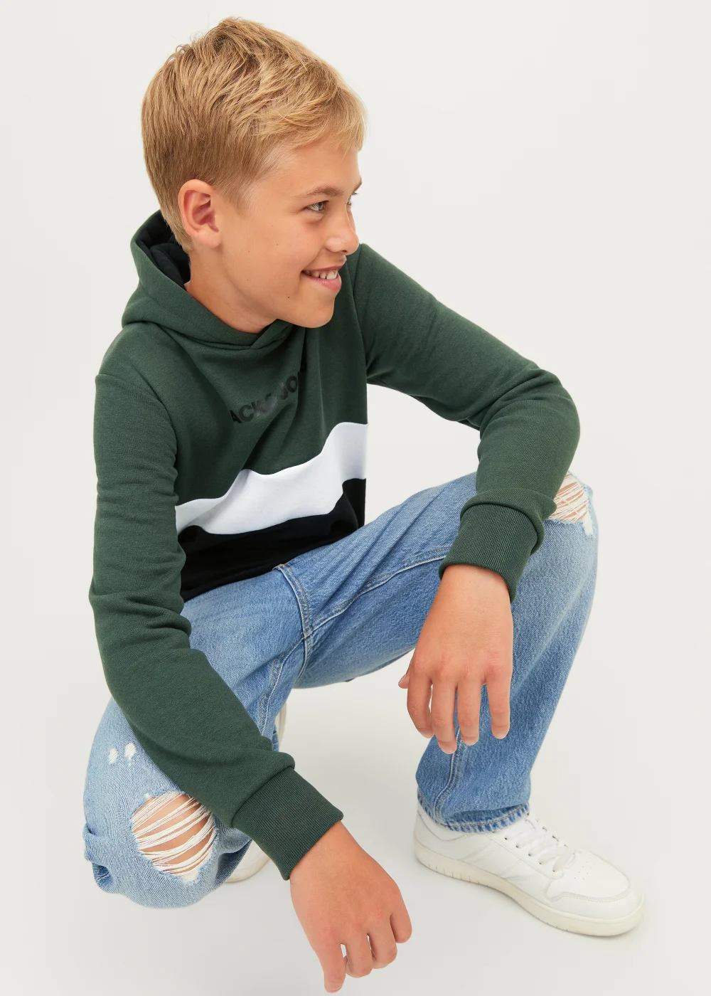 Jack & Jones Junior Green Blocking Hoodie (6-16yrs) - Age 6 Years Image 2