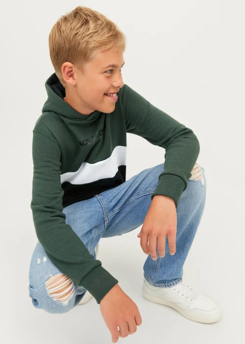 Jack & Jones Junior Green Blocking Hoodie (6-16yrs) - Age 6 Years Image 2