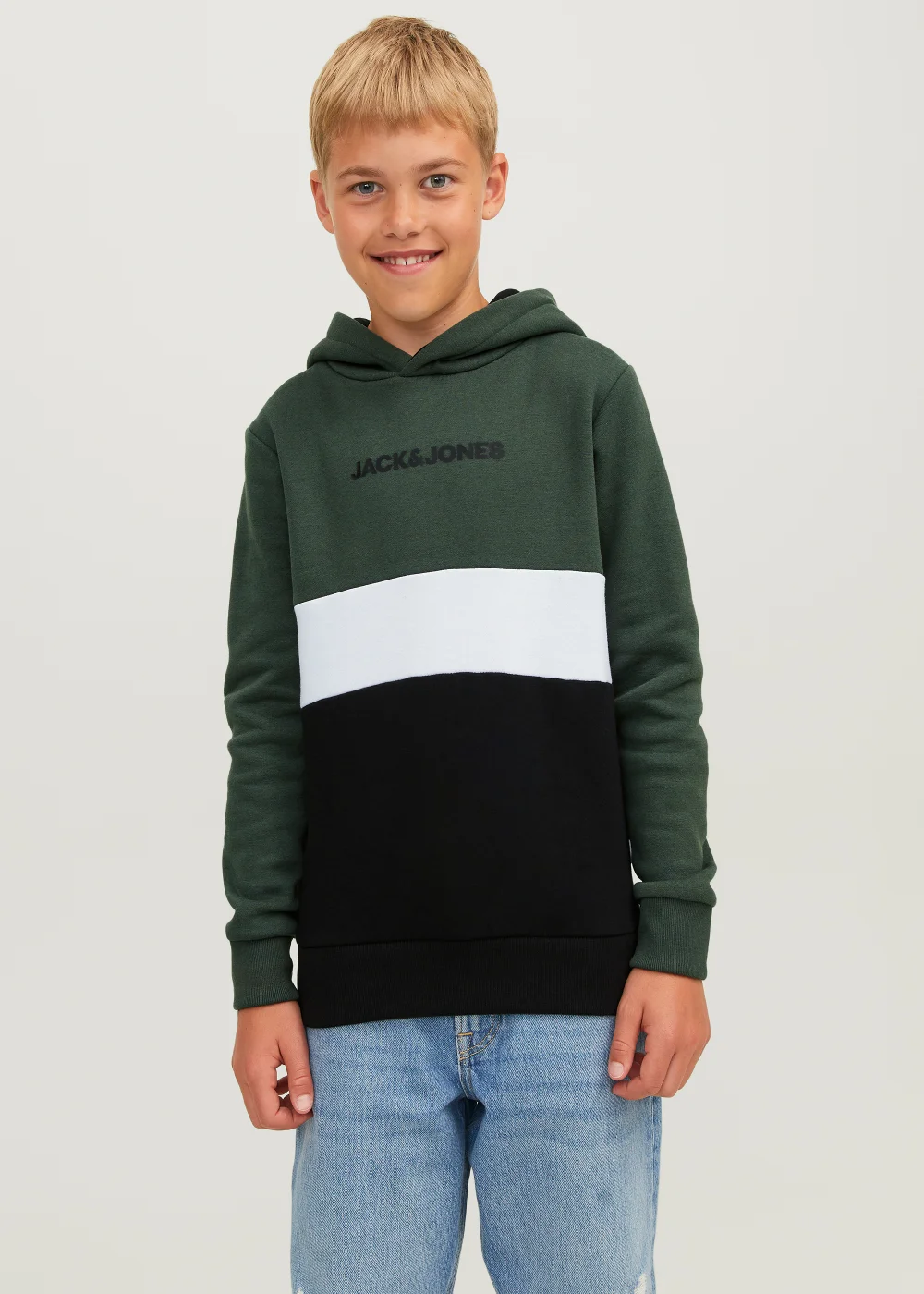 Jack & Jones Junior Green Blocking Hoodie (6-16yrs) - Age 6 Years Image 1