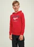 Jack & Jones Junior Red Print Logo Hoodie (6-16yrs) - Age 6 Years Image 1