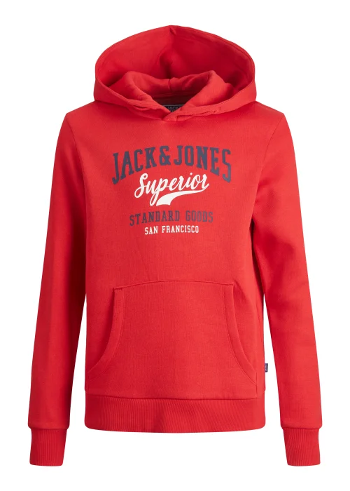 Jack & Jones Junior Red Print Logo Hoodie (6-16yrs) - Age 6 Years Image 3