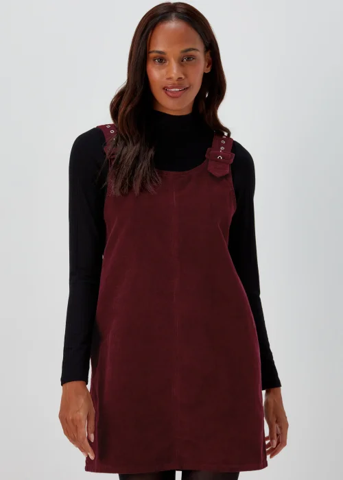 Burgundy Buckle Cord Pinafore - 8 Image 1