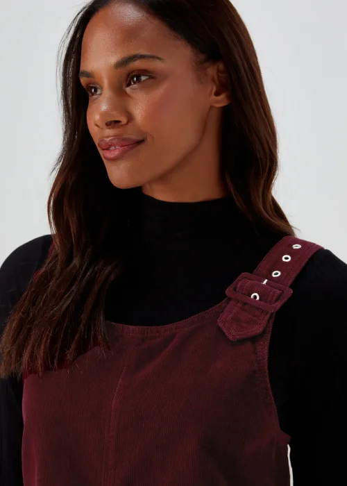 Burgundy Buckle Cord Pinafore - 8 Image 3