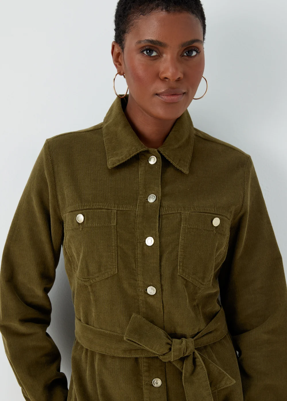Khaki Cord Shirt Dress - 8 | Matalan Khaki Cord Shirt Dress - 8 | Matalan