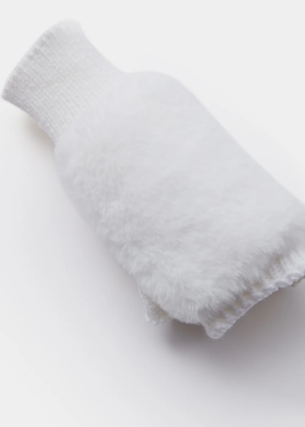 Girls Cream Faux Fur Fingerless Gloves (7-13yrs) - Age 7-10 Years Image 2