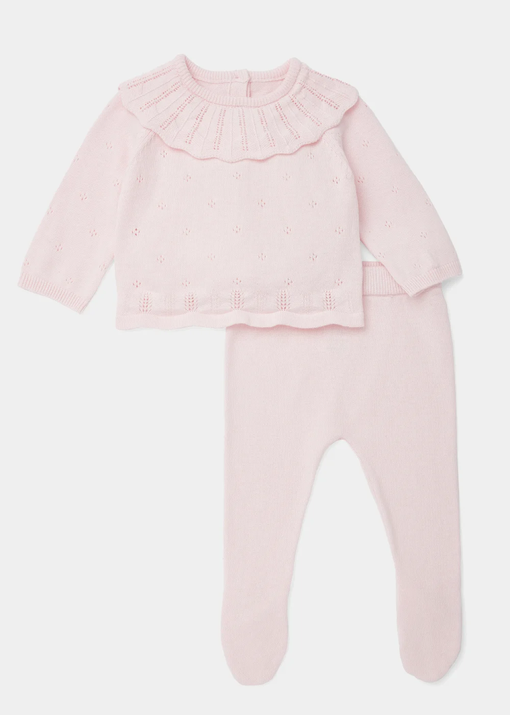 Baby 2 Piece Pink Layette Knitted Set (Newborn-12mths) - 0-3 months Image 1