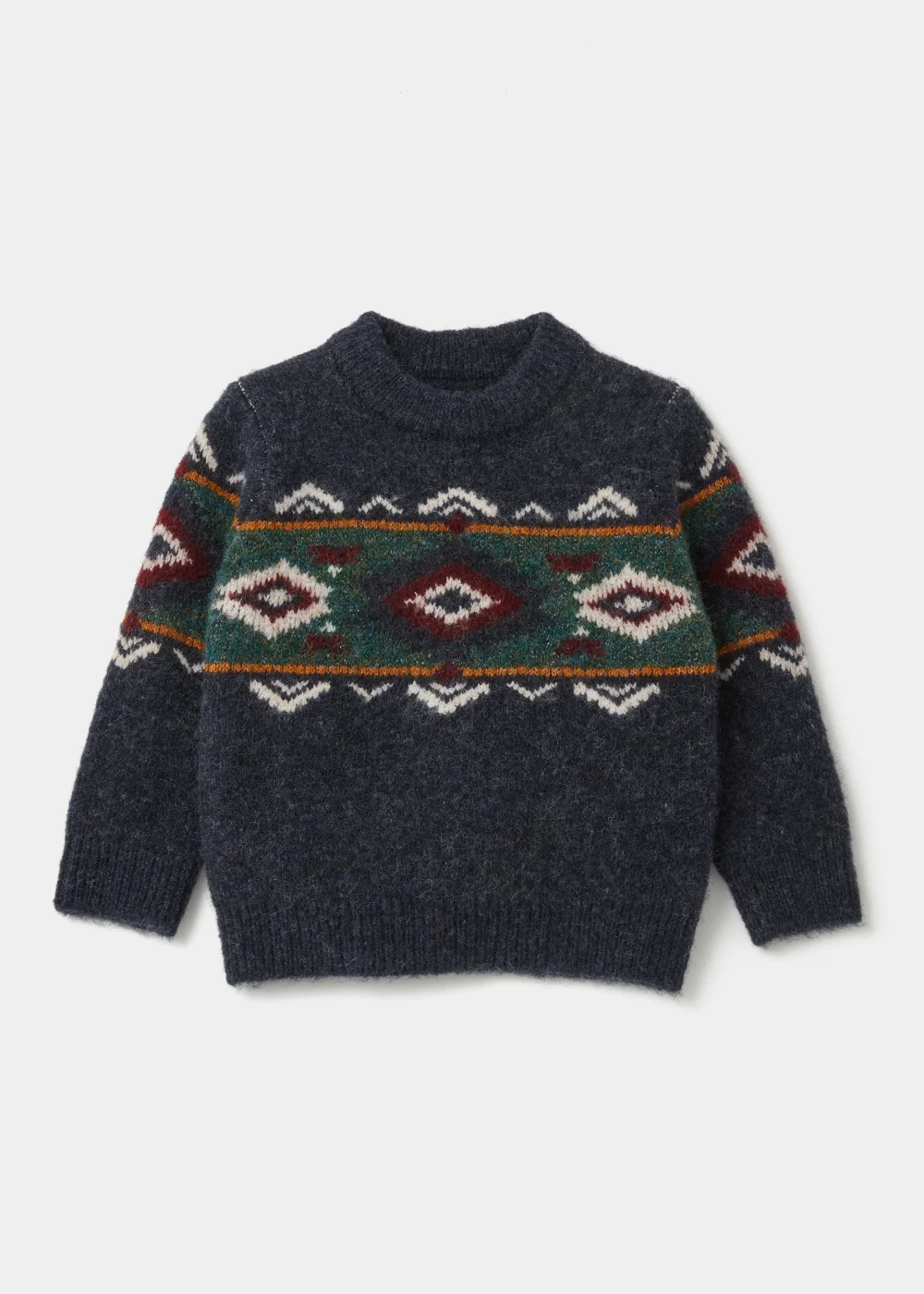 Boys Mini Me Navy Aztec Knitted Jumper (9mths-4yrs) - 9-12 months Image 1