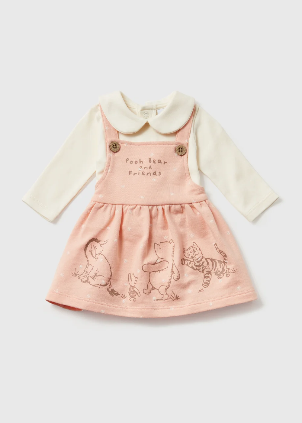 Baby Pink Disney Winnie the Pooh Dress & Cream T-Shirt Set (Newborn-12mths) - 0-3 months Image 1