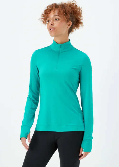 Souluxe Green Half Zip Sports Sweatshirt - Small Image 1