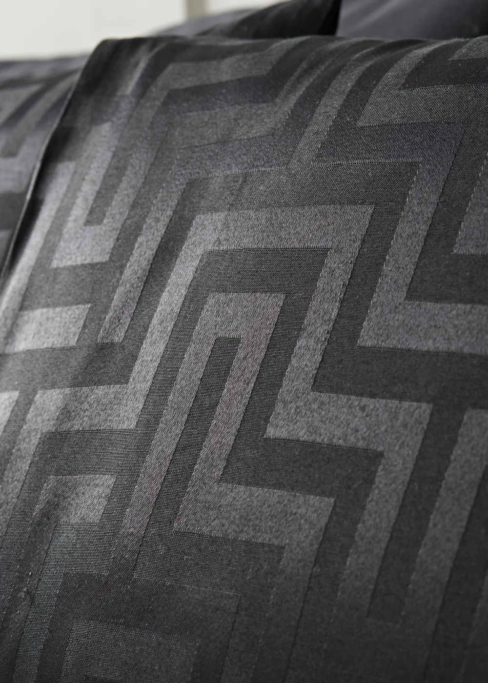 Black Greek Key Jacquard Reversible Cotton Rich Duvet Cover - Double Image 2