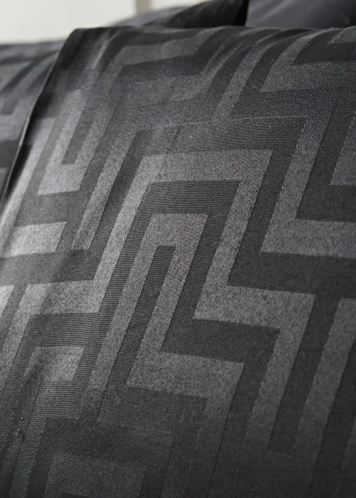 Black Greek Key Jacquard Reversible Cotton Rich Duvet Cover - Double Image 2