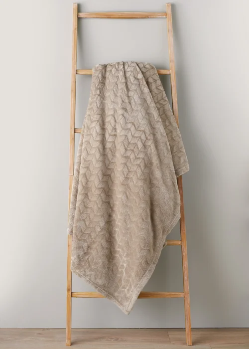 Beige Embossed Fleece Throw Image 1
