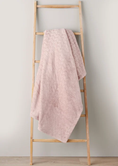 Pink Embossed Fleece Throw Image 1