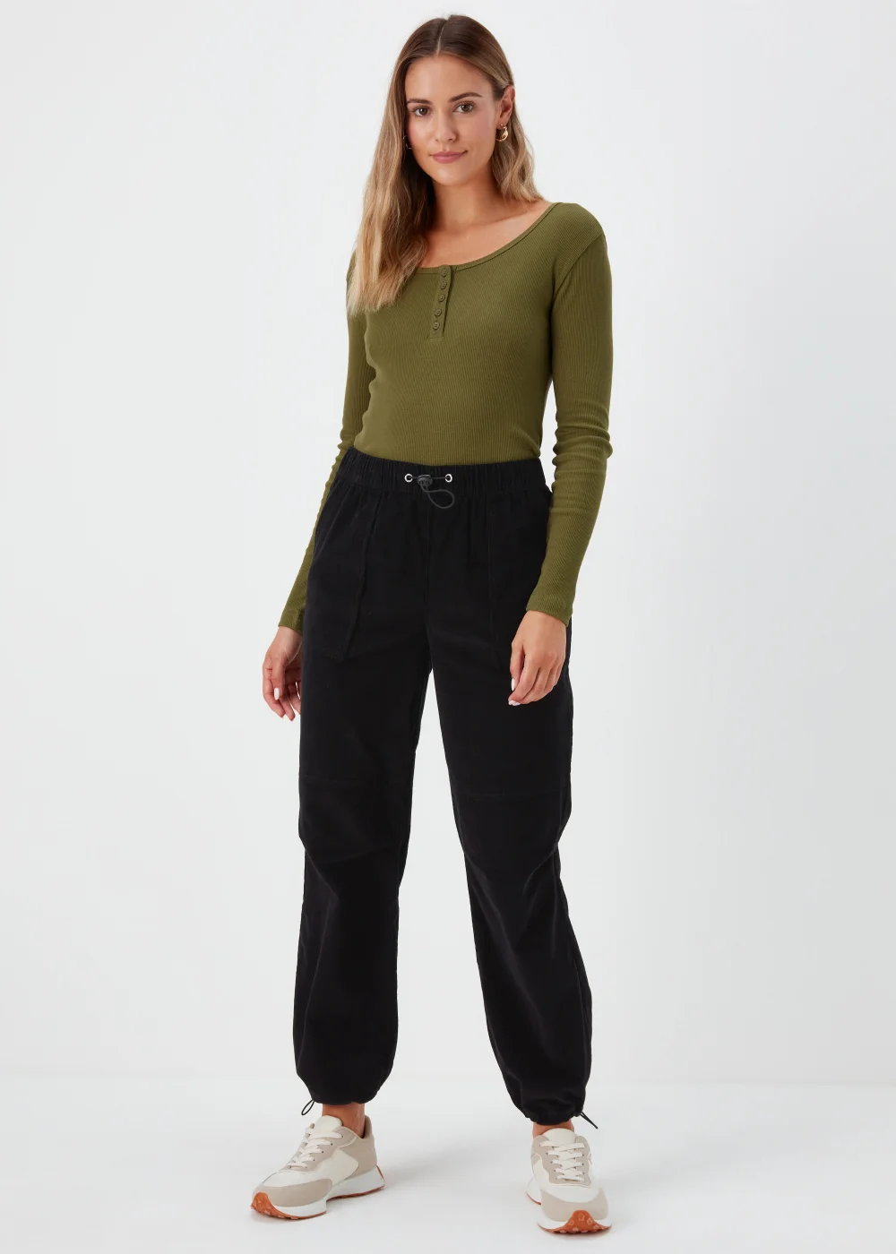 Black Cord Parachute Trousers - Size 8 Image 1