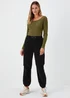 Black Cord Parachute Trousers - Size 8 Image 1