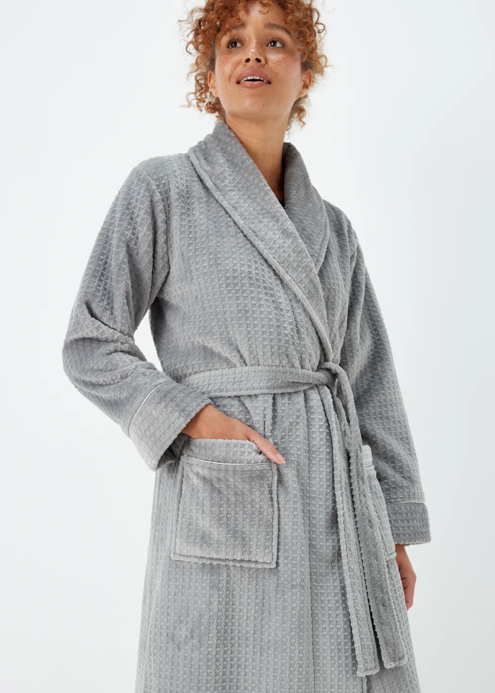 Charcoal Waffle Dressing Gown - Extra small Image 3