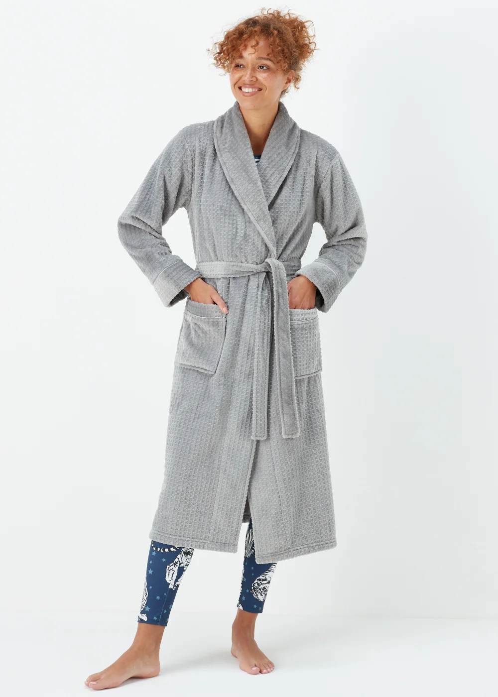 Charcoal Waffle Dressing Gown - Extra small Image 1
