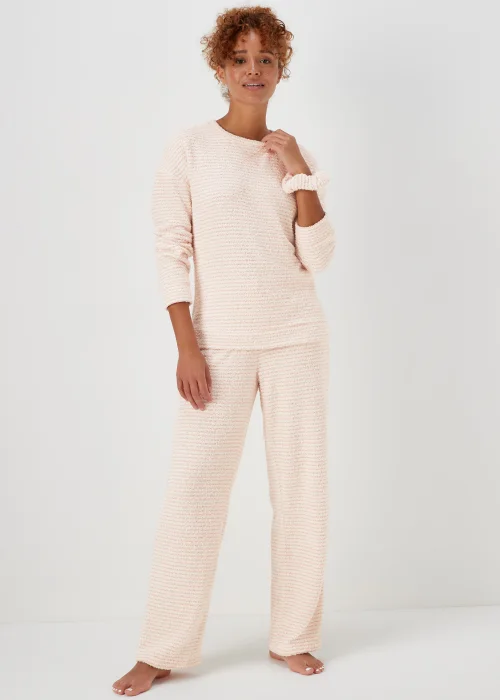 Pink Stripe Knitted Lounge & Scrunchie Set - Extra small Image 1