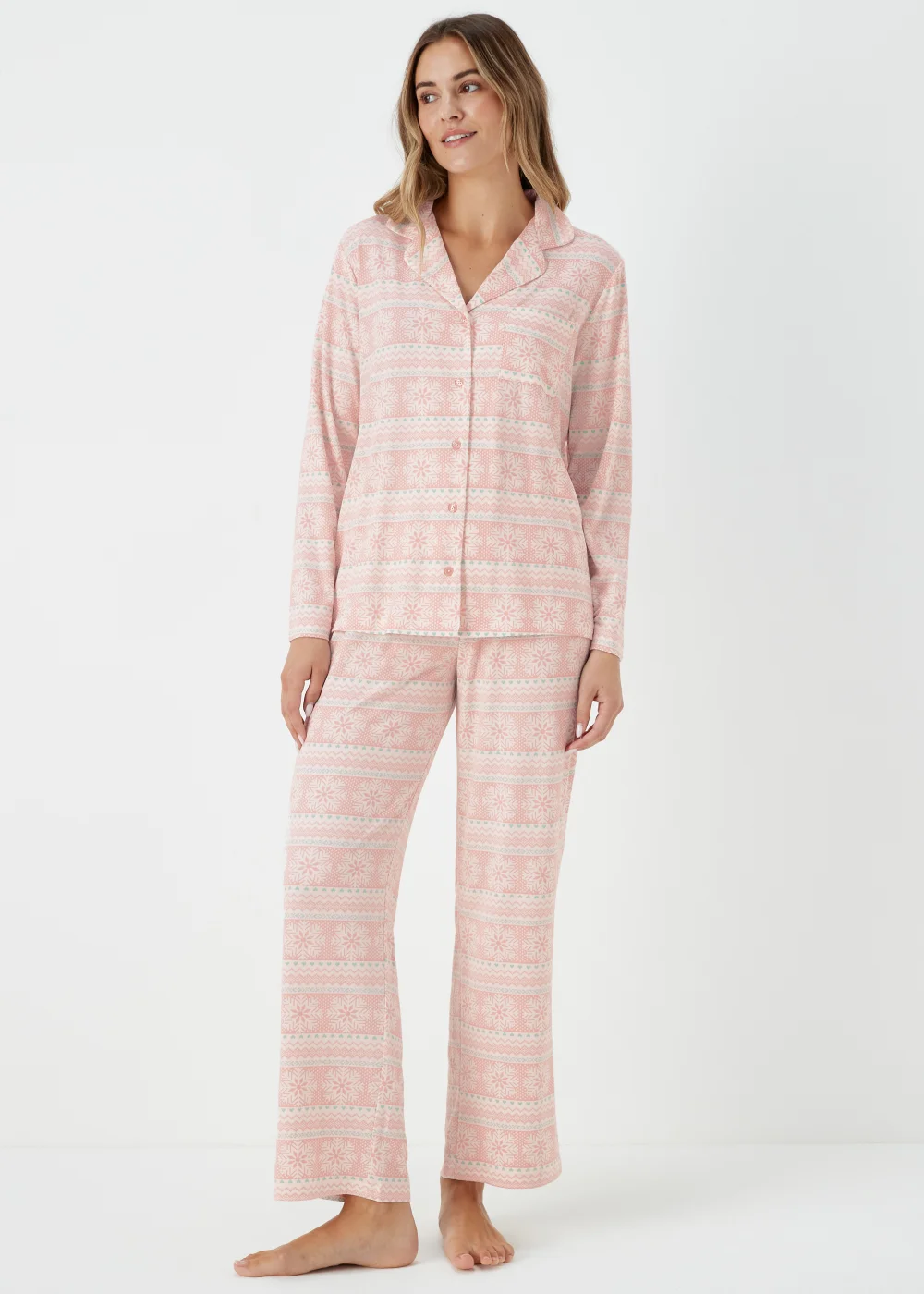 Pink Fair Isle Pyjama Set - Extra small Image 1