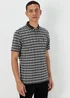 Black Jacquard Square Print Zip Up Polo Shirt - S Image 1
