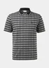 Black Jacquard Square Print Zip Up Polo Shirt - S Image 4