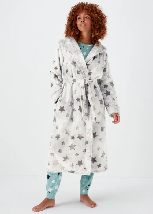grey dressing gown with stars LTS Tall Light Grey Star Embossed Dressing Gown