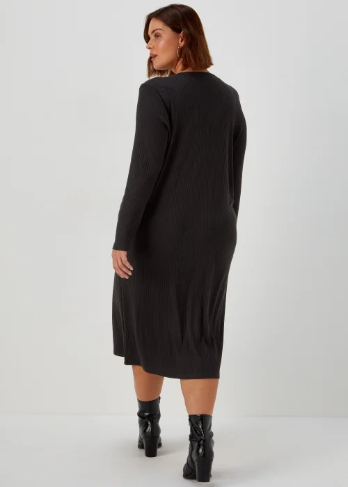 Papaya Curve Black Jersey Button Midi Dress - 18 Image 2