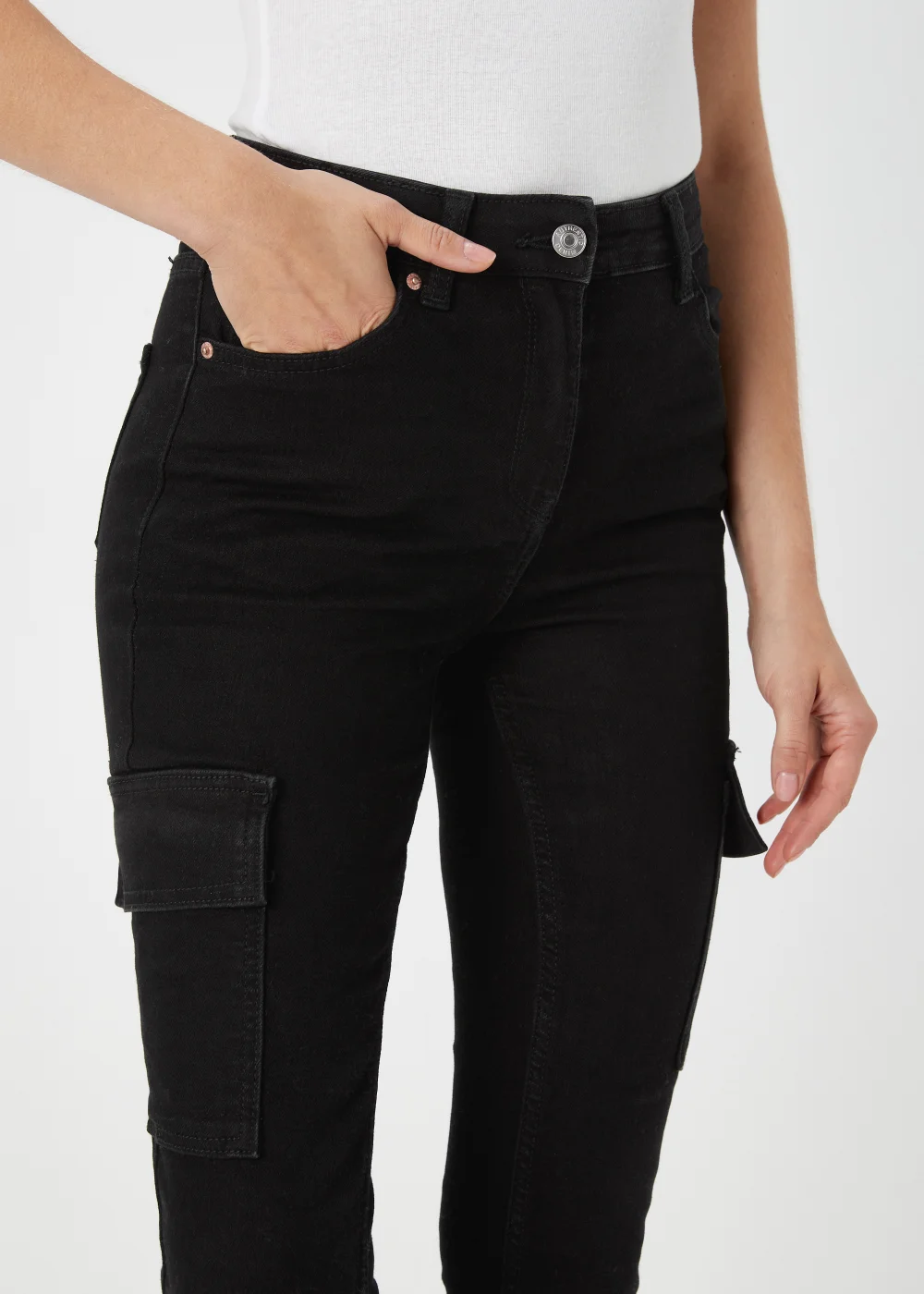 Black Cargo Skinny Jeans - 8 Image 3