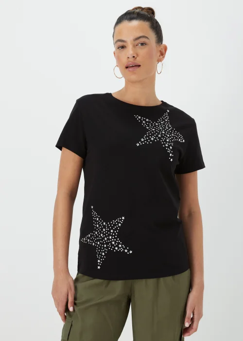 Black Star Print T-Shirt - Size 8 Image 1