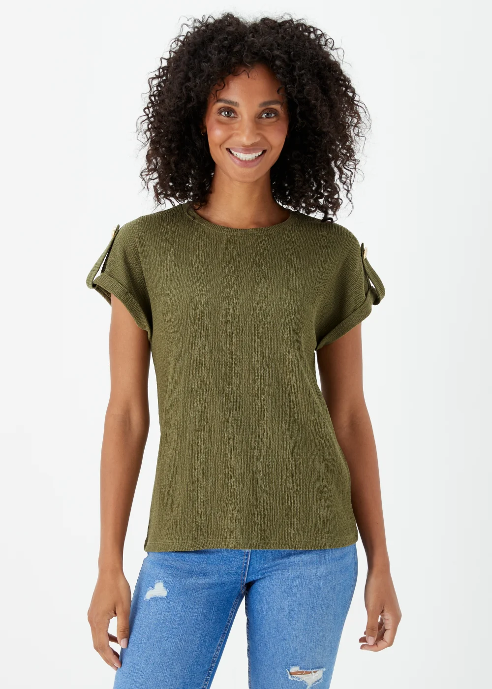 Khaki Textured Utility Top - Size 8 Image 1