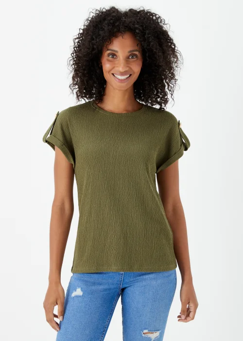 Khaki Textured Utility Top - Size 8 Image 1
