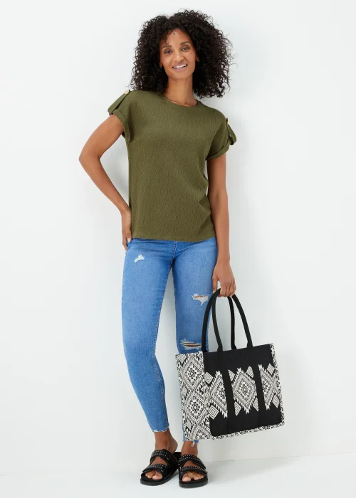Khaki Textured Utility Top - Size 8 Image 4