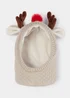 Beige Christmas Reindeer Baby Balaclava (Newborn-2yrs) - Age 0 - 3 Months Image 1