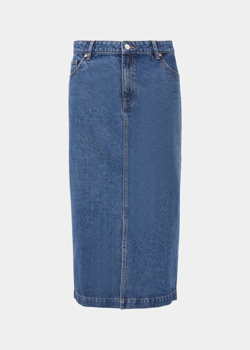 Dark Wash Denim Midi Skirt - 8 Image 5