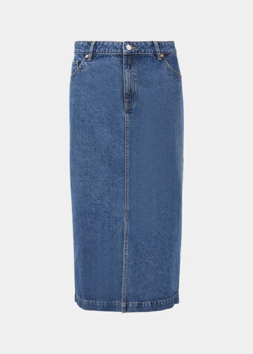 Dark Wash Denim Midi Skirt - 8 Image 5