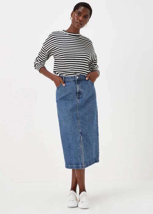 Dark Wash Denim Midi Skirt - 8 Image 1
