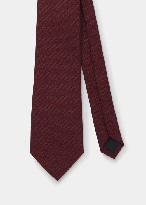 Taylor & Wright Burgundy Plain Texture Tie - One Size Image 2