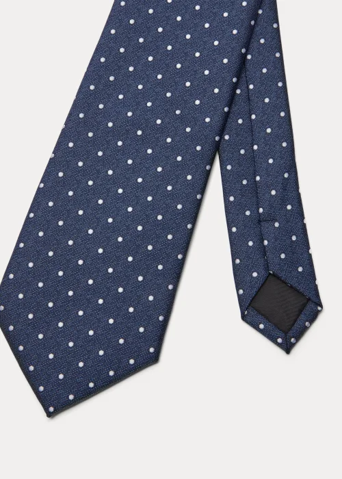 Taylor & Wright Navy Polka Dot Print Tie - One Size Image 2