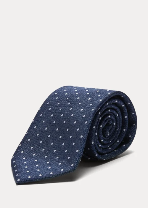 Taylor & Wright Navy Polka Dot Print Tie - One Size Image 1