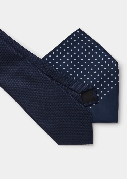 Taylor & Wright Navy Tie & Navy Polka Dot Pocket Square Set - One Size Image 2