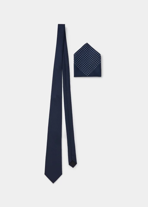 Taylor & Wright Navy Tie & Navy Polka Dot Pocket Square Set - One Size Image 1