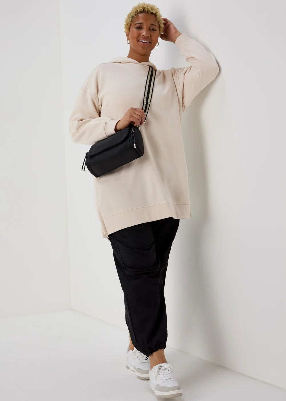 Cream Longline Hoodie - S Image 7