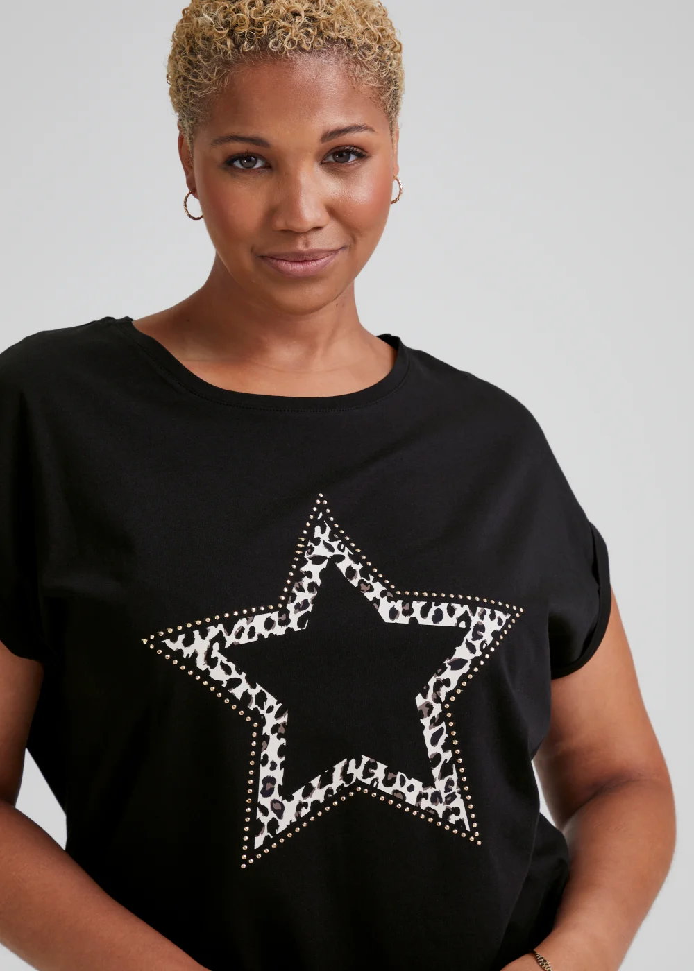Papaya Curve Black Star Print T-Shirt - Size 18 Image 3